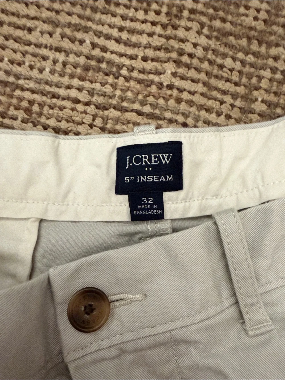 J. Crew Factory Men’s Stone Cotton Flat-Front Chino Shorts 5” inseam